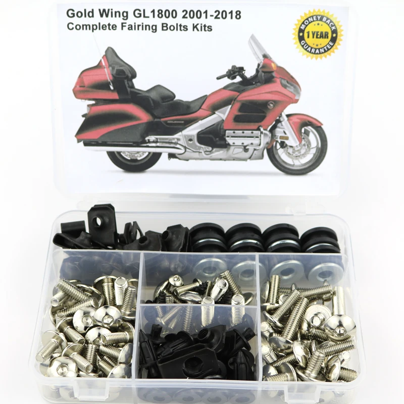 Silver Для HONDA GL1800 GOLDWING 2001- полный обтекатель Болты Комплект скоростные гайки мотоциклетные Боковое покрытие винты OEM стиль стали - Цвет: Silver