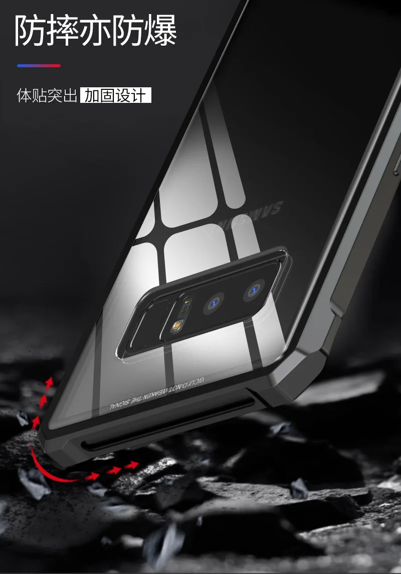 Роскошный чехол для samsung Galaxy S7 Edge S8 S9 Plus, алюминиевая металлическая рамка, бампер и прозрачная задняя крышка из закаленного стекла