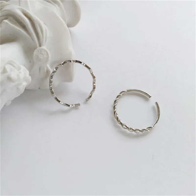 

2 Pcs/set Korea Fashion Mixed Minimalist Rings Set Geometric Round Metal Silver Cuff Joint Open Rings Jewelry for Women