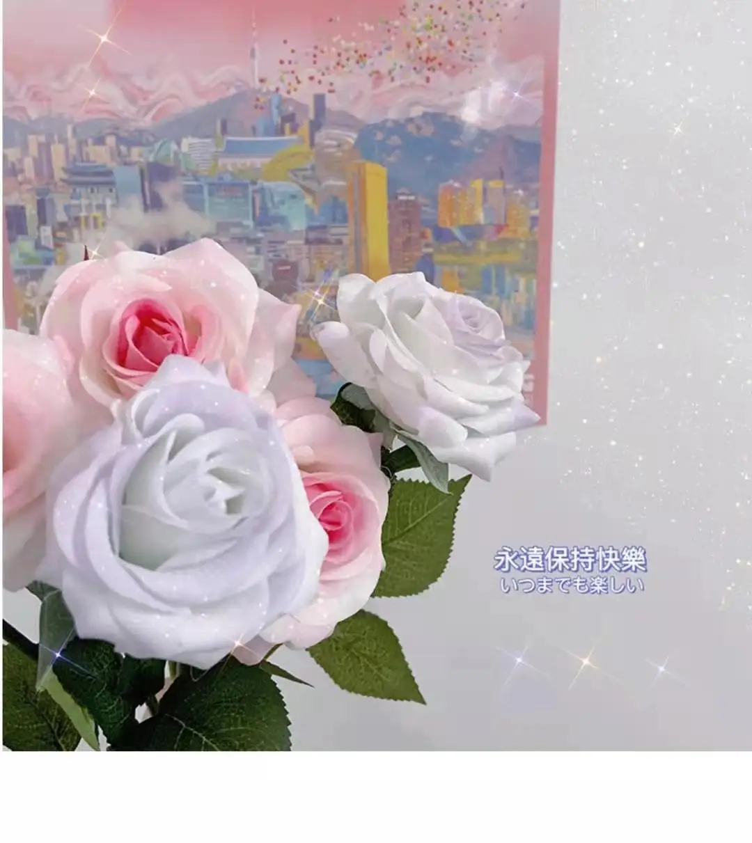 

10pcs Pink rose ins blogger with Korean girl's heart bedroom decoration