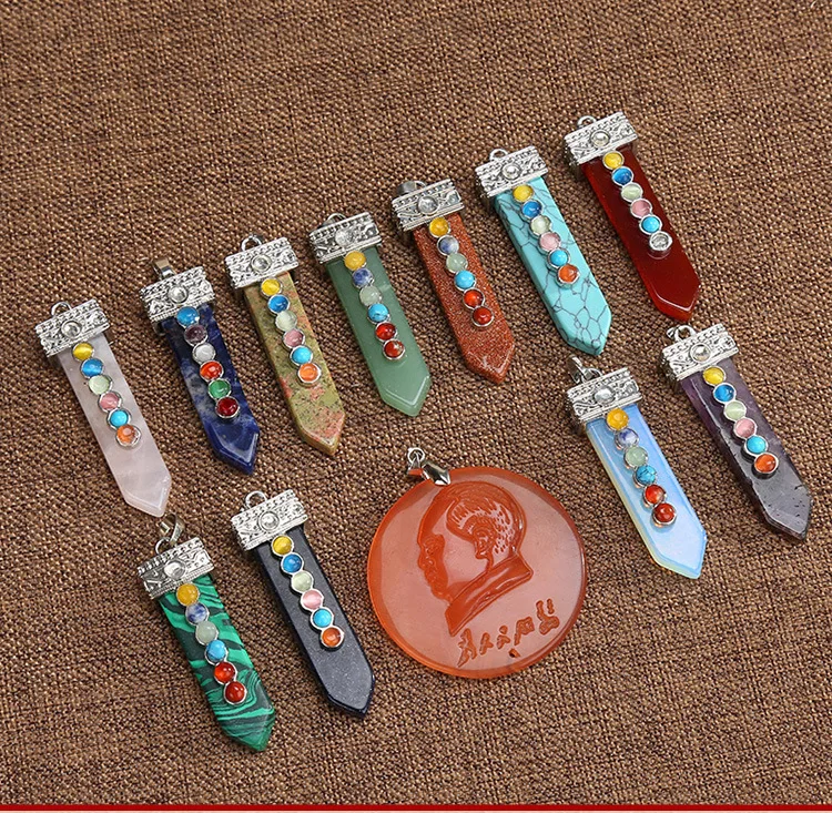 Натуральный хрустальный камень мужской и женский кулон в виде меча семь чакр