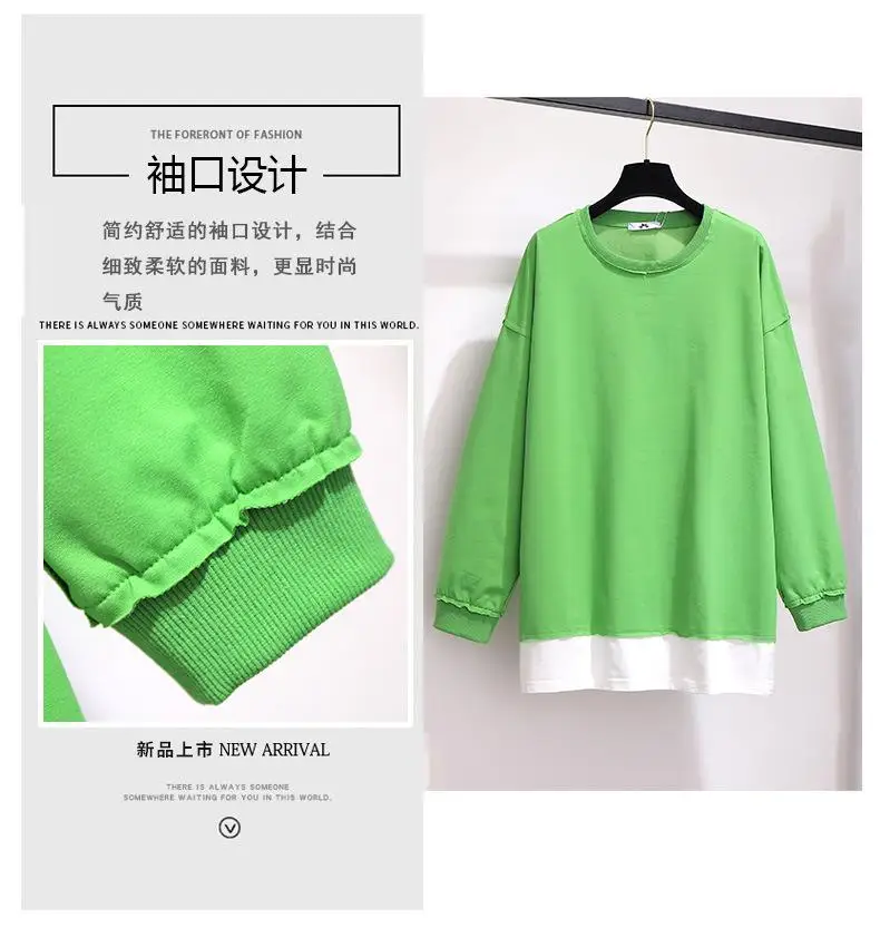 2XL-6XL плюс размер Осенняя Женская толстовка хлопок Повседневный длинный рукав пэчворк пуловер 5XL большой размер зимний свитер Топы