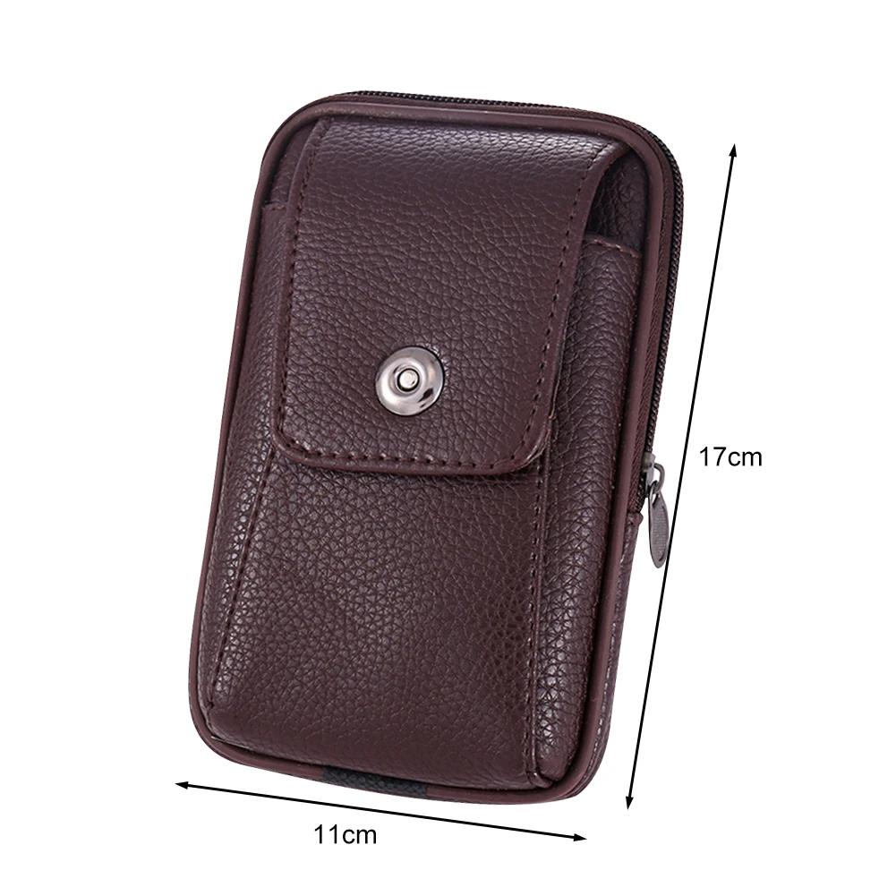 

Men Mobile Phone Pouch Sport Waist Bag Pocket Fanny PU Leather Outdoor Pack for Outdoor Travelling Business Decor