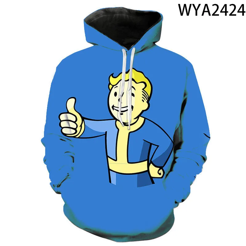 Толстовка для мальчиков и девочек с 3D принтом Games Fallout Модные свитшоты длинными