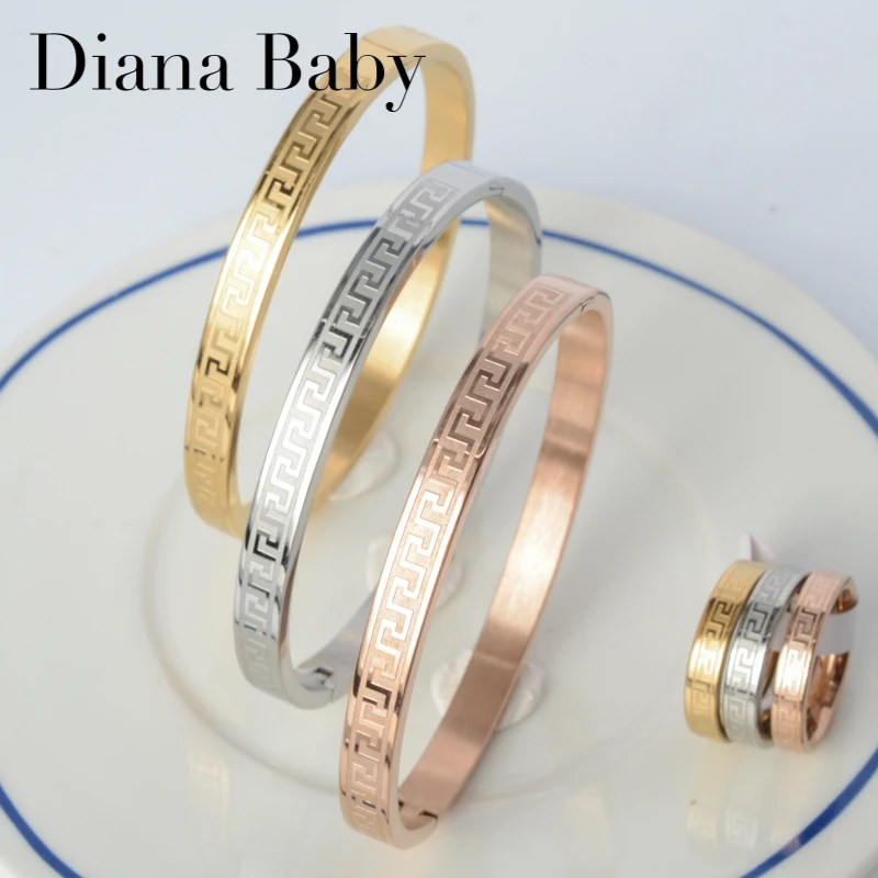 

Женский комплект колец из нержавеющей стали Diana, трехцветный Открытый браслет из нержавеющей стали, Классический Повседневный подарок