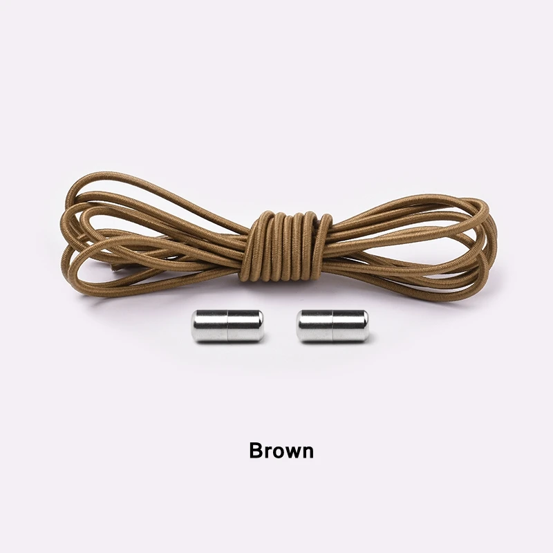 Brown 1 пара 25 Цвета не завязывать шнурки эластичный замок круглые шнурки для детей и взрослых кроссовки шнурки ленивый Быстрый обувь шнурки - Цвет: Brown