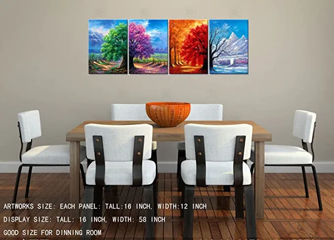 

SPLSPL- 4 Seasons Modern Landscape 4 Panels Canvas Painting Print Wall Art Home Decor Without Framed