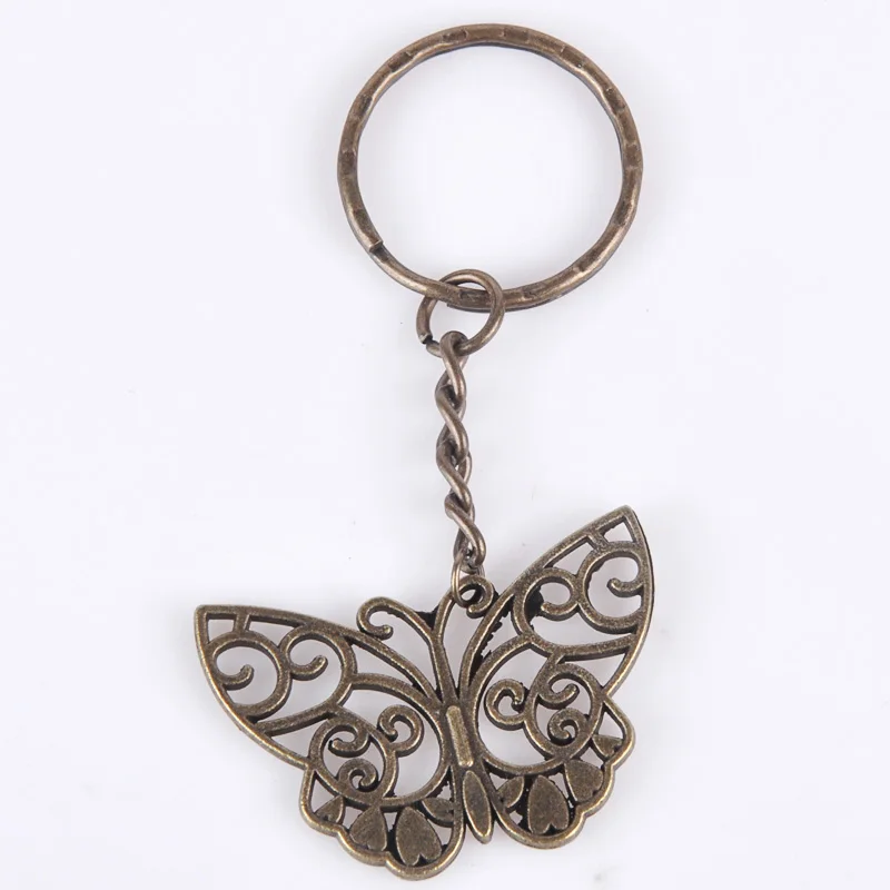 27*38 мм винтажный старинный Бронзовый брелок-бабочка металлический сплав брелок