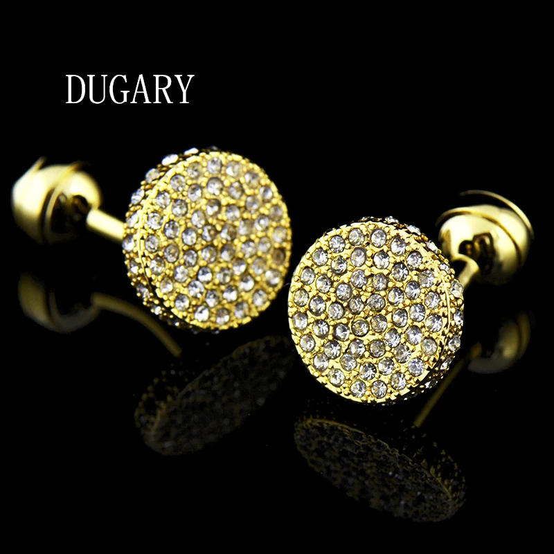 

Jewelry shirt Fashion cufflink for mens Brand Gold crystal Cuff link Luxury Wedding Button male High Quality Free Shipping