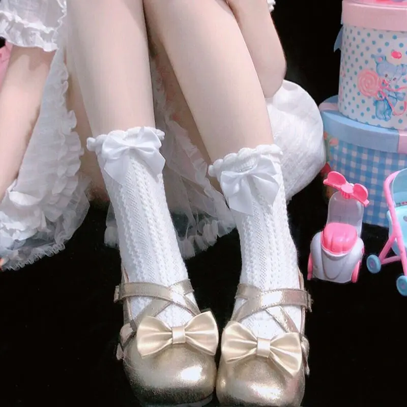 

Милые весенне-летние японские милые носки Kawaii Girl Lolita преппи Повседневный клубничный узор JK униформа для девочек с бантом женские носки