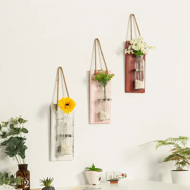 Настенный декор инновационная ваза для цветов полка подвешивания деревянная
