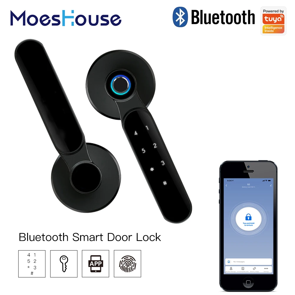

Смарт-замок дверной с разблокировкой по отпечатку пальца, Bluetooth
