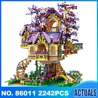 moc 86011 purple fairy tree house 2242pcs modular building blocks bricks educational toys birthday gift