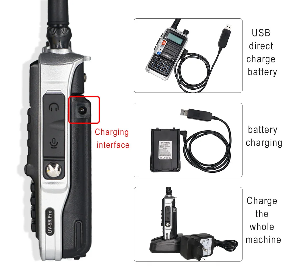 2 шт. трехдиапазонное Baofeng UV5R Pro иди и болтай Walkie Talkie 8 Вт Мощный двухстороннее