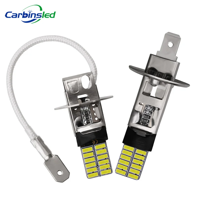 2 шт. Автомобильные светодиодные лампы H1 H3 4014 24SMD 12 в 6000 К|Автомобильная