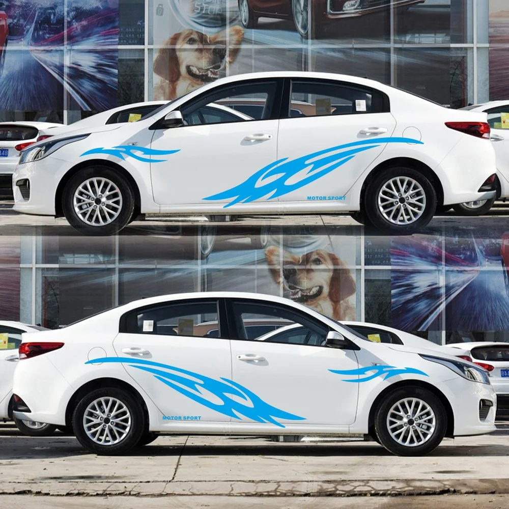 

1 Set both Sides Y-142 Car Waist Line Sticker Car Whole Body Styling Flame Exclusive Custom Models Car Modification Stickers