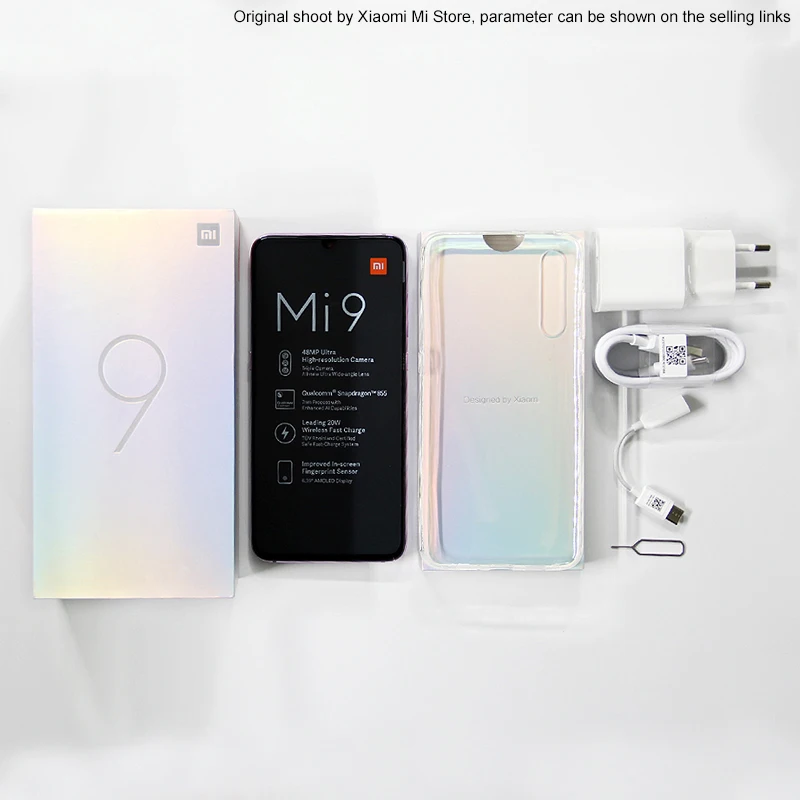 Xiaomi Mi 9 смартфон с восьмиядерным процессором Snapdragon 855 ОЗУ 6 ГБ ПЗУ 64 48 МП Поддержка