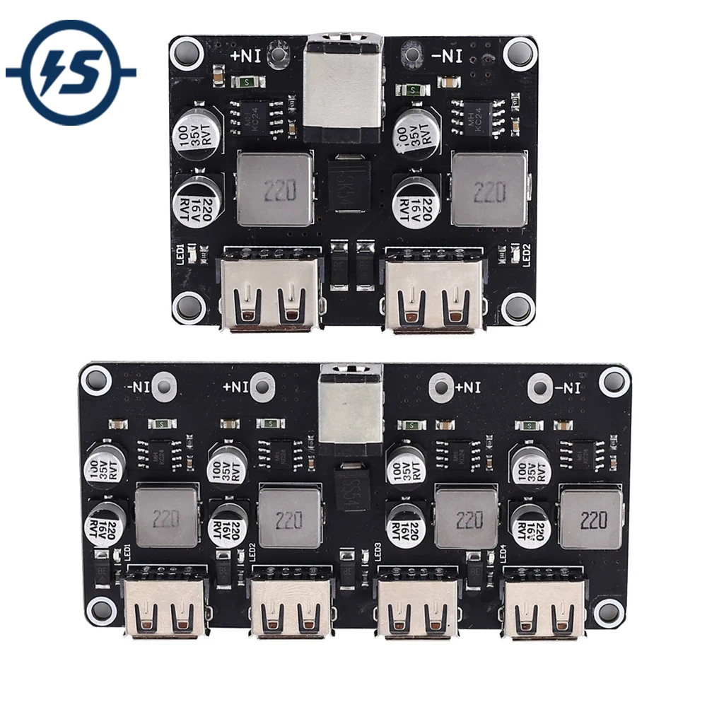 USB Buck Зарядное устройство DC-DC Шаг вниз Питание модуль QC2.0 QC3.0 24 Вт 4-канальный