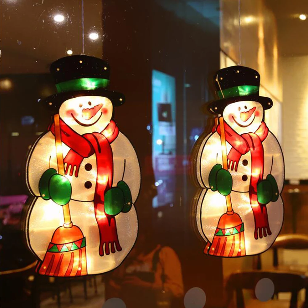 

Santa Claus Led Suction Cup Window Hanging Lights Christmas Decorative Atmosphere Scene Decor Festive Decorative Lights