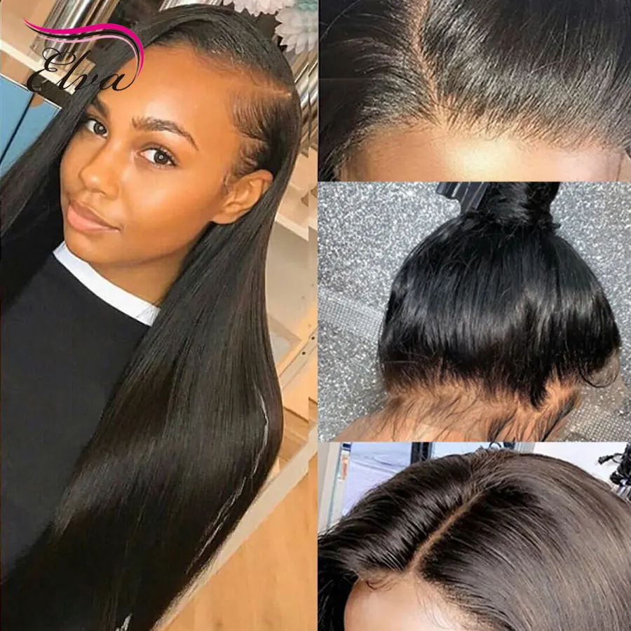 Elva прямые шелковые парики с полным кружевом человеческие волосы предварительно