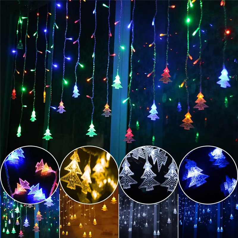 New Year Christmas Decoration Home Ornaments Led Holiday Curtain Snowflake Snow String Light 5M Droop 0.4-0.6M For Wedding Decor