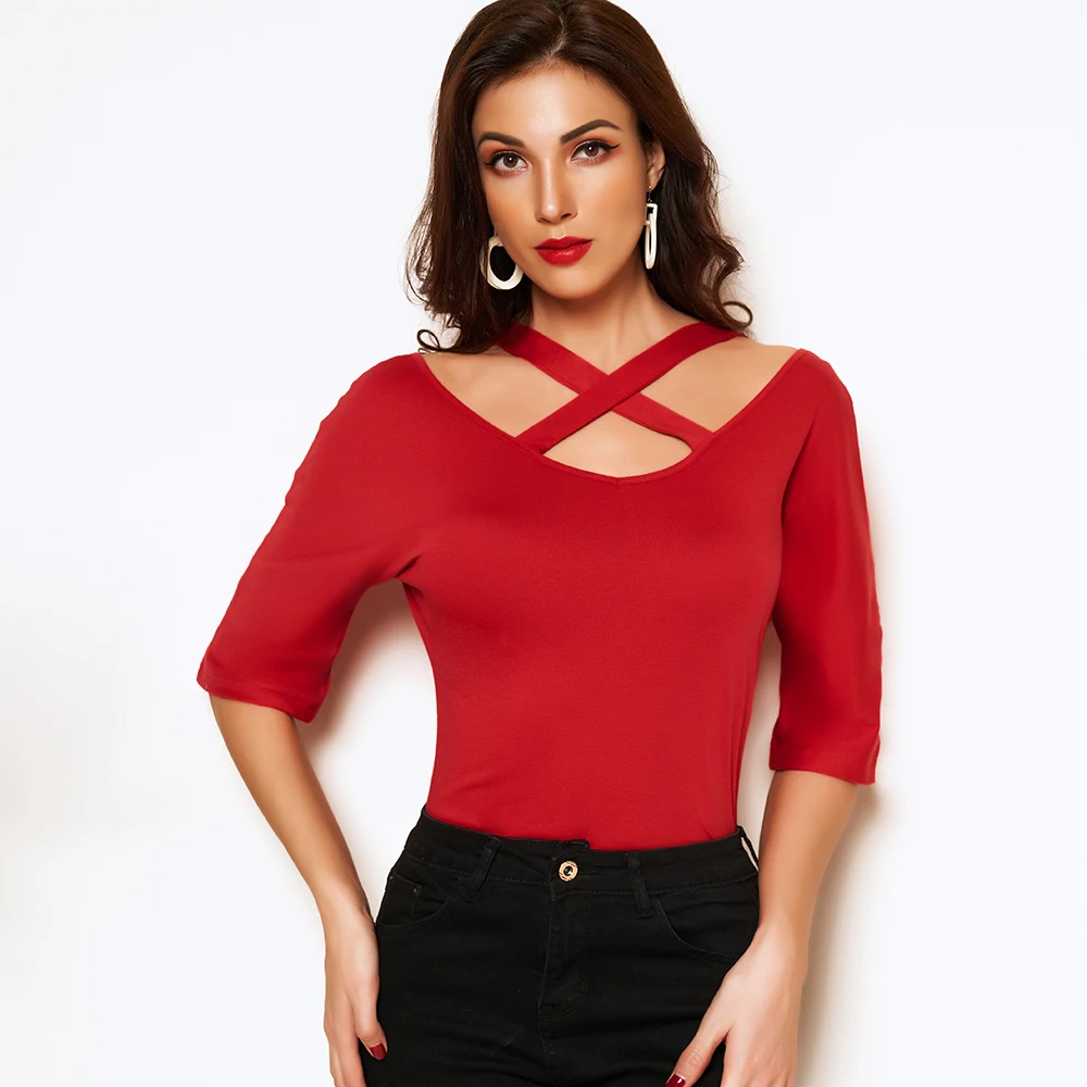 Новинка модный сексуальный тонкий трикотажный топ с перекрестными завязками и