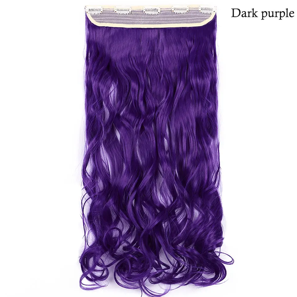 purple S-noilite, 47 цветов, 24 дюйма, длинные волнистые женские волосы на заколках, цельные синтетические волосы для наращивания, черный, коричневый, накладные волосы на заколках для женщин - Цвет: purple