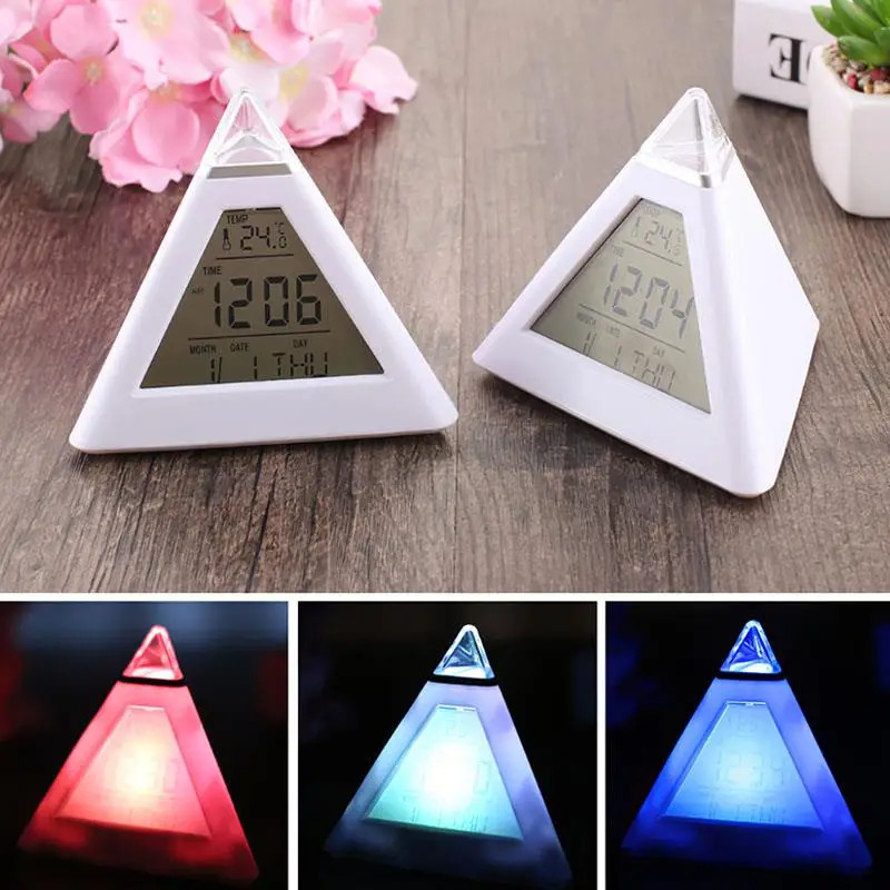 Цифровой будильник с Цветной подсветкой ночник термометром отображением