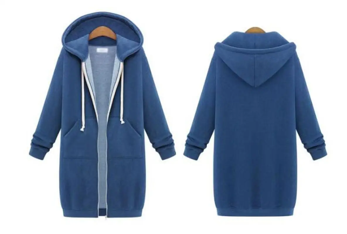 Повседневный Женский тренчкот осеннее пальто на молнии с капюшоном Длинный