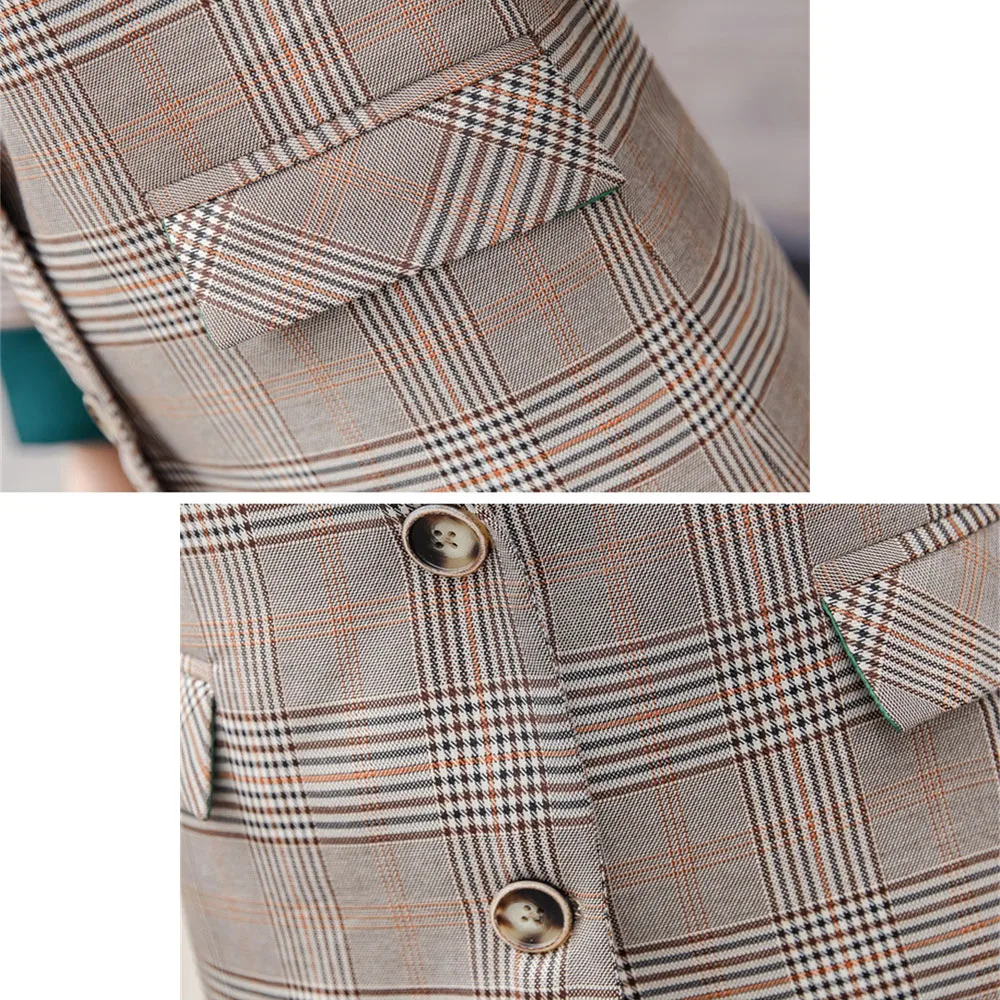 

Casual Ladies Blazer Slim Plaid Long-Sleeved Suit Collar Jacket Autumn New Harajuku Ladies Jacket Single-Breasted Suit Jacket