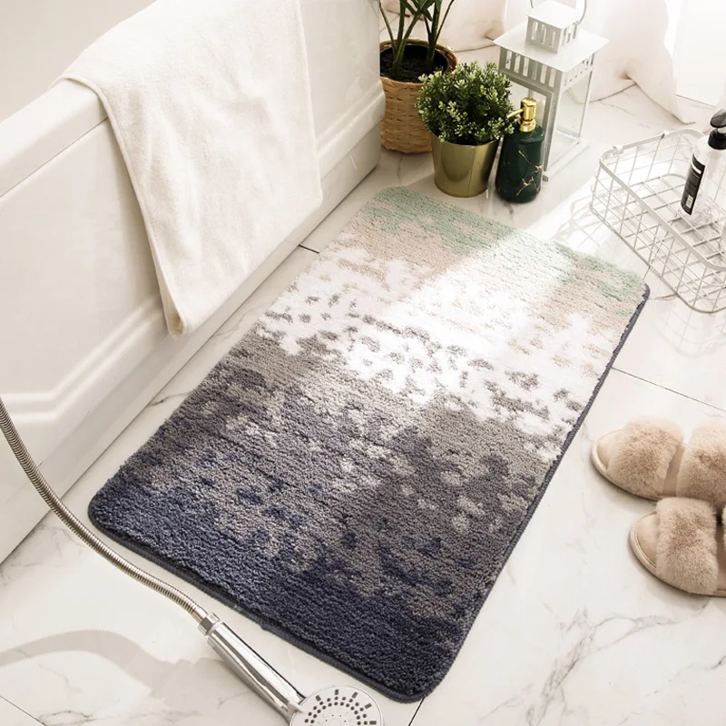 

Nordic bathroom carpet cute soft rectangular non-slip toilet shower room absorbent floor mats home kitchen flocking door carpet