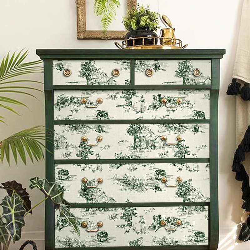 

Vintage Green Stickers Retro Unique Wardrobe Self Adhesive Stickers Romance Art Pegatinas De Pared Kitchen Decoration EI50MT