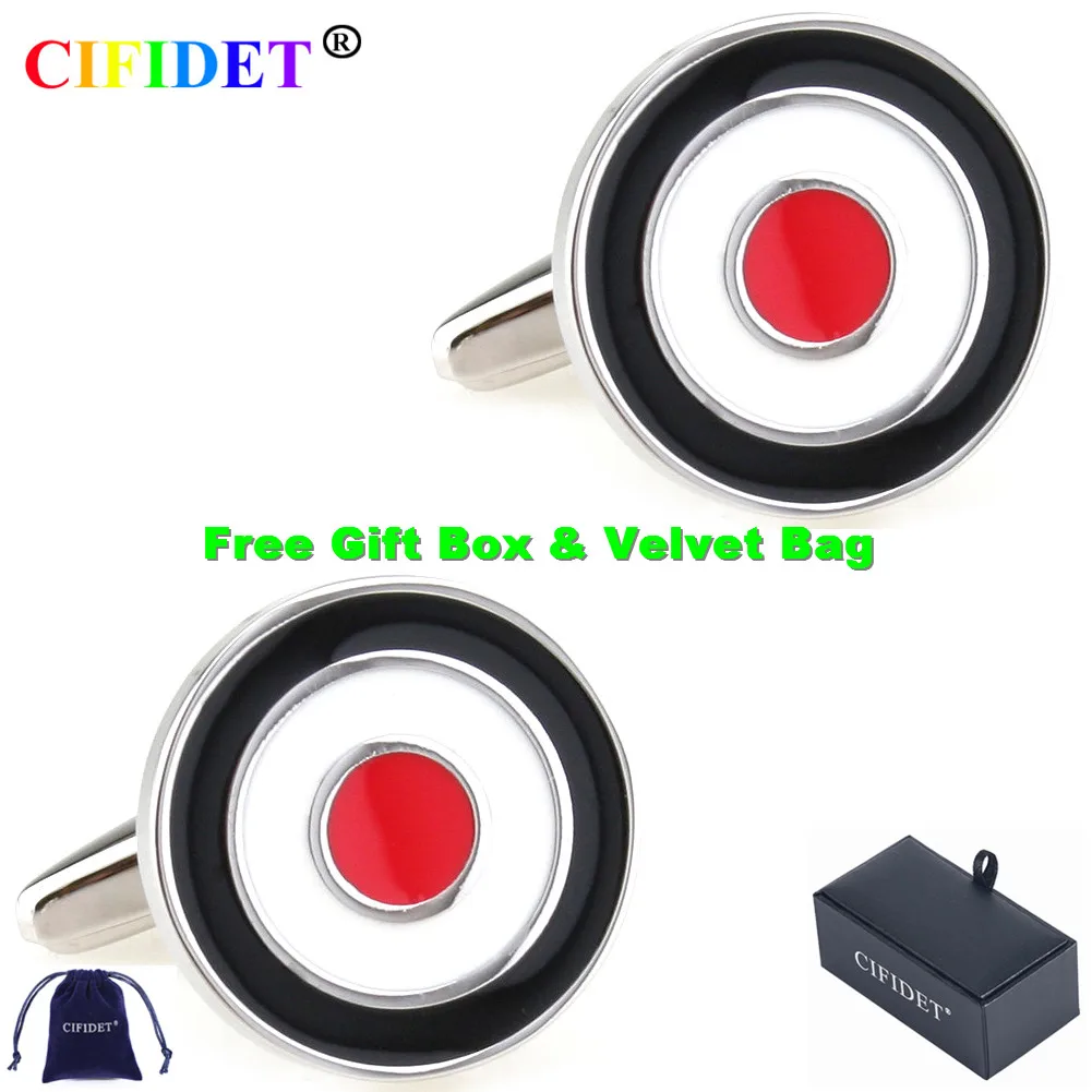 

CIFIDET Эмаль запонки 3 цвета круг эпоксидной рубашка Запонки с бархатным мешочком и подарочной коробке ювелирные изделия аксессуары подарок д...