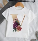 Детская футболка с коротким рукавом, топы с золотыми буквами для мальчиков и девочек, для дня рождения