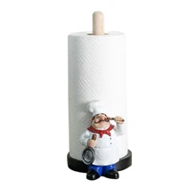 Resin Chef Double-Layer Paper Towel Holder Figurines Creative Home Cake Shop Restaurant Crafts Decoration Ornament