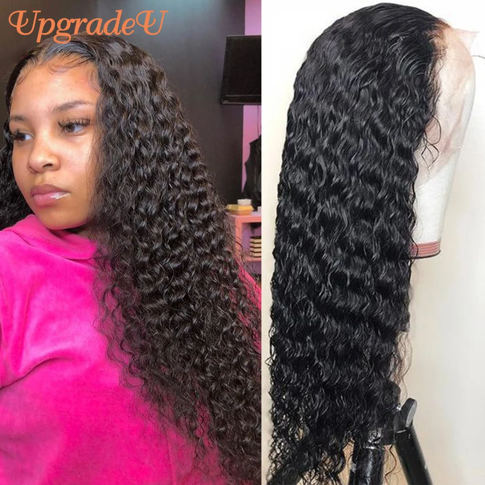 UpgradeU Peruvian Lace Front Human Hair Wigs NaturalHairline Curly Human Hair Wigs Lace Closure Wig Remy Kiny Curly Frontal Wig