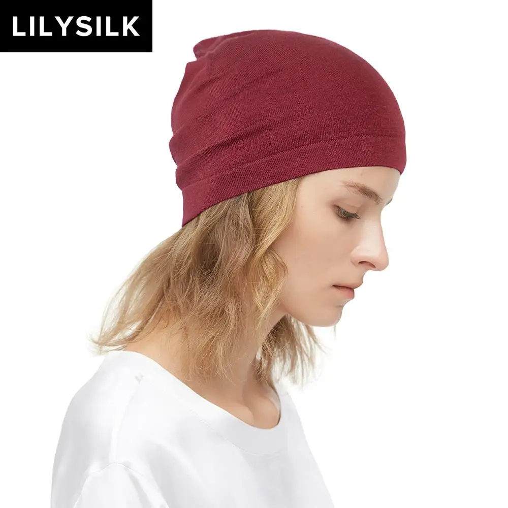 Шапка LilySilk из 100% шелка вязаная шапка с напуском дышащая тонкая женская и мужская