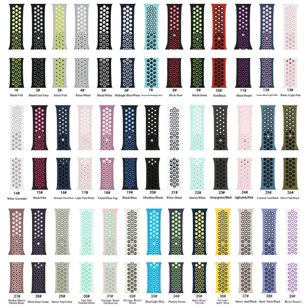 Спортивный ремешок для часов Apple Watch дышащий мягкий силиконовый сменный браслет