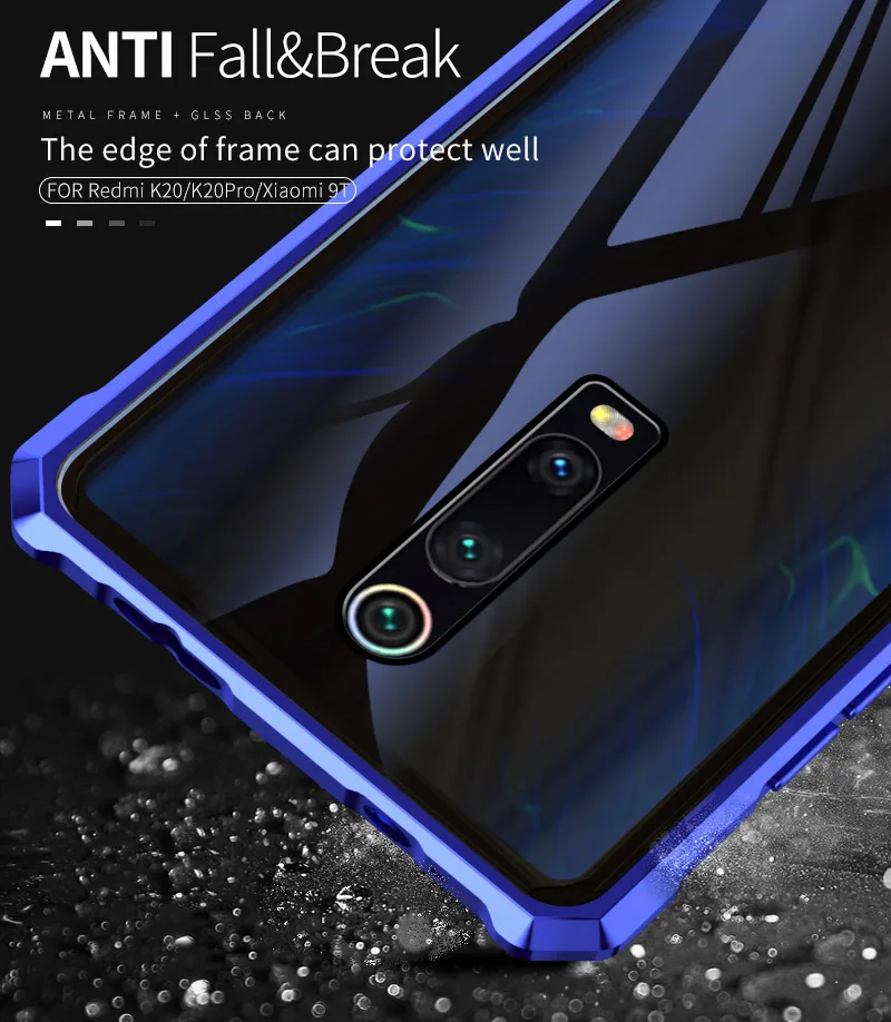 Металлический бампер для Xiaomi mi 9 t Pro, металлический корпус, прозрачная стеклянная задняя крышка для Xiao mi 9 t mi 9 t, роскошный противоударный