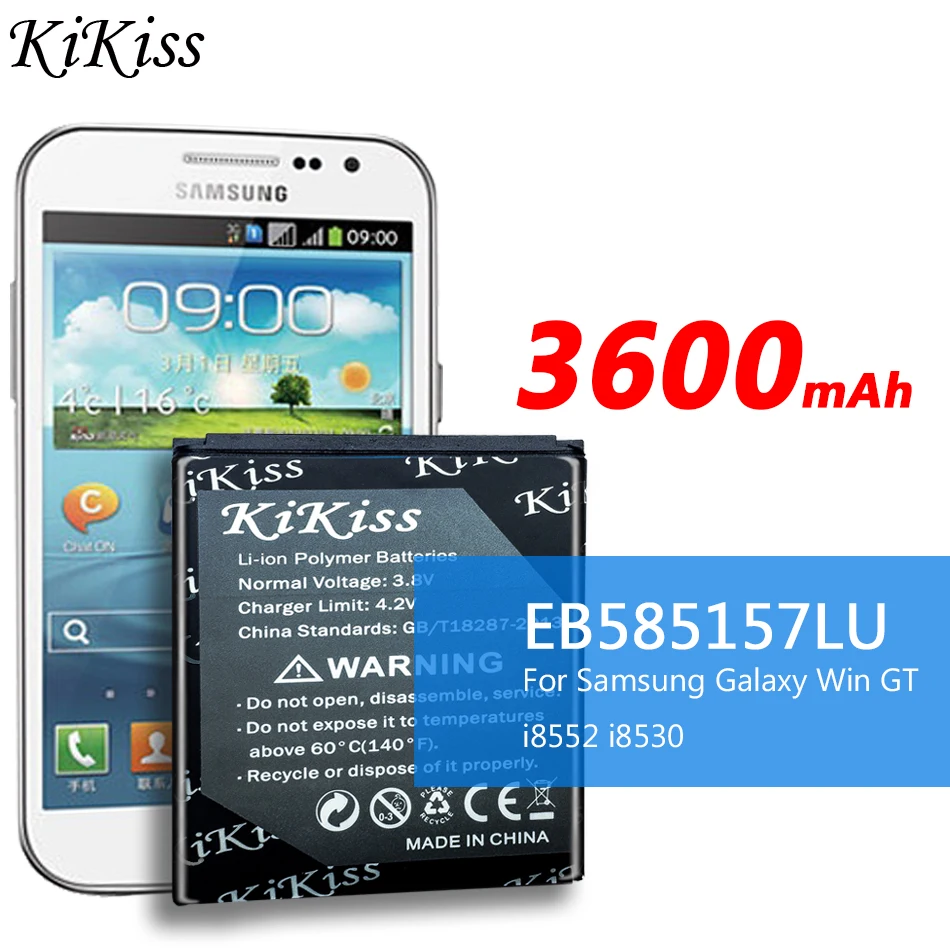 KiKiss мобильный телефон 3600 мАч аккумулятор для Samsung Galaxy Win i8552 i8520 i8558 i8550 i869 i8530 E500 GT