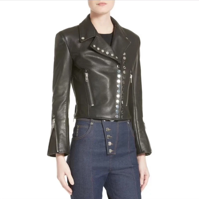 

Короткая женская куртка из натуральной овчины, 100% натуральная овчина