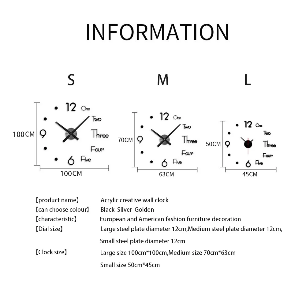 

3D Wall Clock Modern Design DIY Digital Wall Clock Acrylic Stickers Home Office Decor Wall Watch for Living Room Decoration