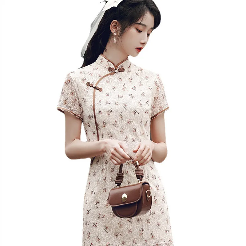 Женское винтажное шифоновое платье-Ципао с юбкой-годе традиционное элегантное