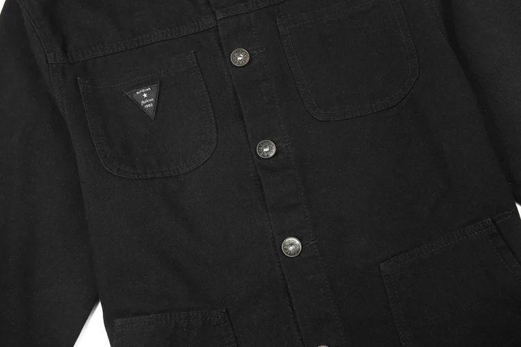 Мужская Черная куртка бомбер джинсовая на осень и весну с длинными рукавами