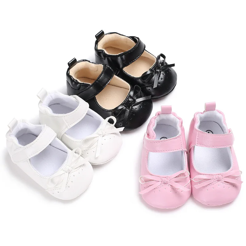 

Children's solid color bow girl princess spring and autumn soft bottom shoes