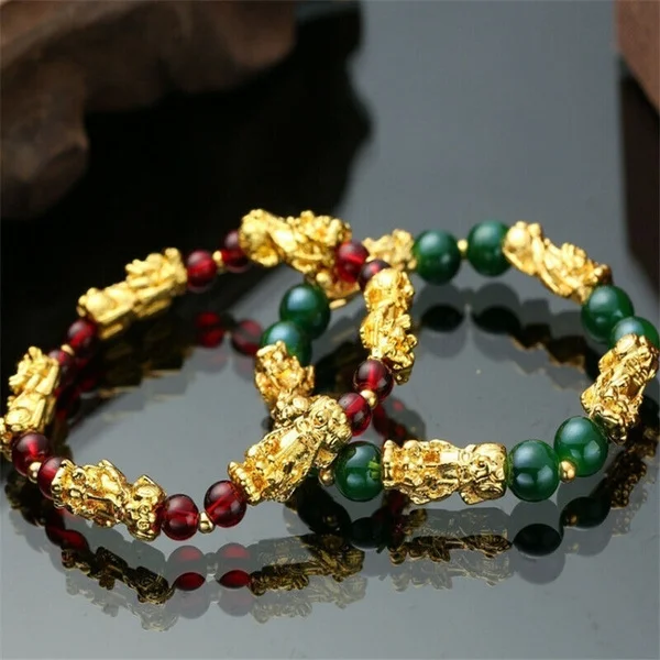 

Creative Feng Shui Obsidian Stone Beads Bracelet Men Women Unisex Wristband Gold Black Pixiu Wealth and Good Luck Women Bracelet