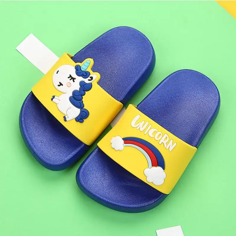 Тапочки с рисунком единорога для маленьких мальчиков и девочек детские летние