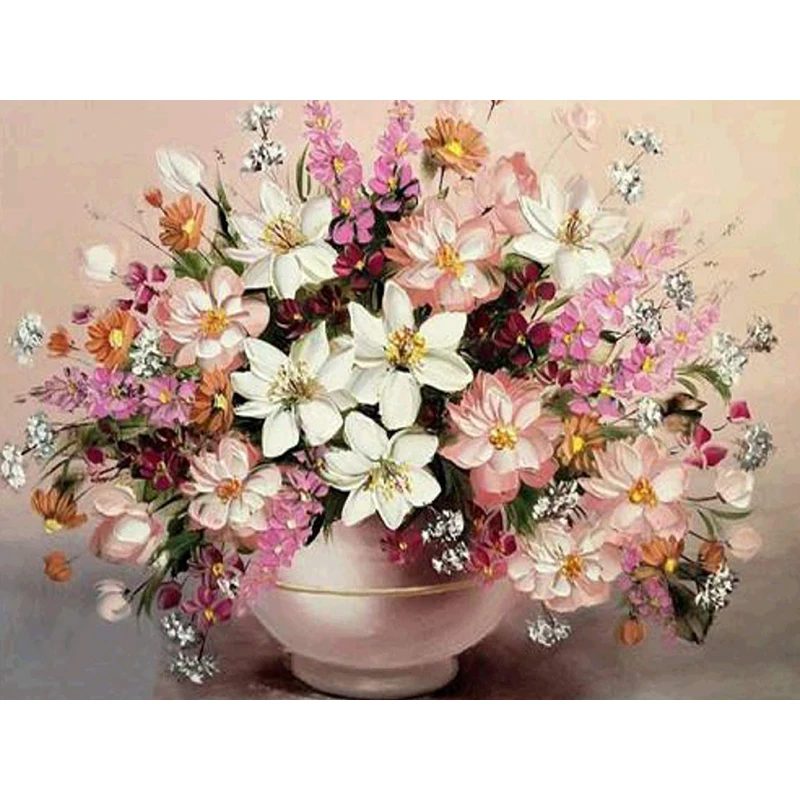 

Diamond Painting Cross Stitch 3D DIY "Flowers&vase" Full Round Diamond Embroidery Patterns Rhinestones Diamond Mosaic Home Decor