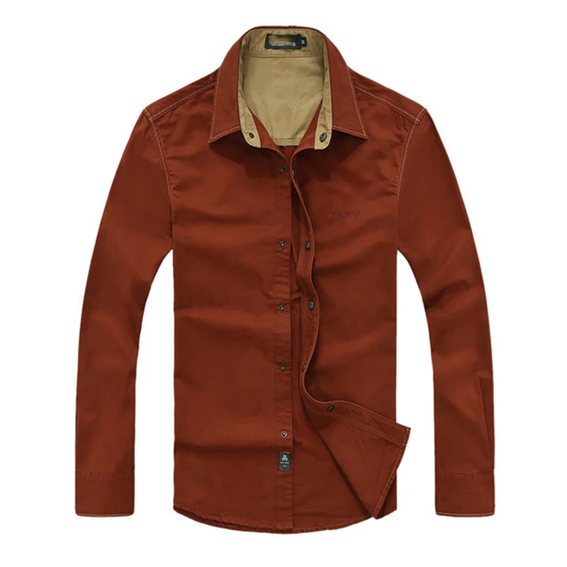 Мужские уличные рубашки с длинным рукавом дышащие весенне осенние из 100% хлопка