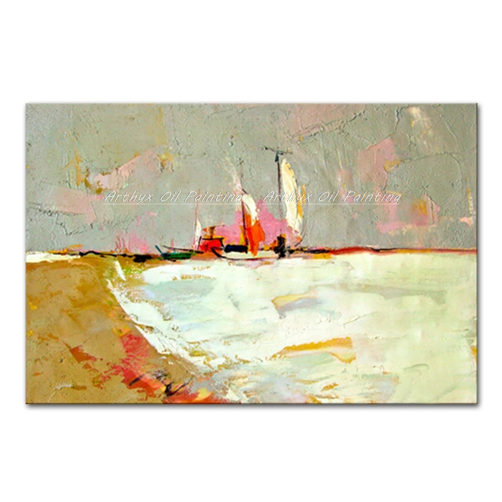 Arthyx большого размера современное абстрактная лодка морской пейзаж картина